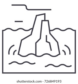 iceberg vector line icon, sign, illustration on background, editable strokes