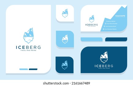 Iceberg-Vektorlogo und Visitenkartengrafik einzeln auf weißem Hintergrund