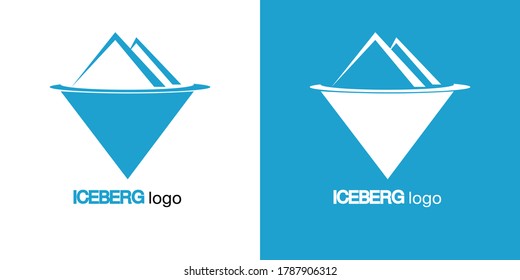 iceberg vector logo illustration isolated on white and blue background