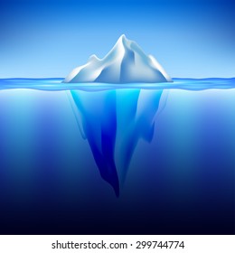 Iceberg in water photo realistic vector background