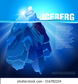 Iceberg in water realistic vector background