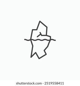 Icebergline in Thin line black color. flat simple vector symbols illustration.