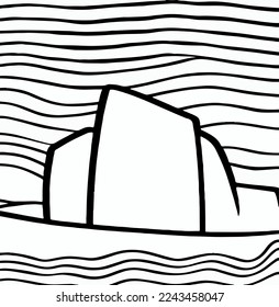 icebergs with black and white lines