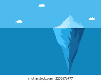 Icebergs float in the ocean. Iceberg with a large underwater part