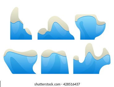 icebergs are several types with snowy peaks cartoon