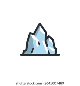 Icebergs shine under sunlight minimalist scenery detail drawing