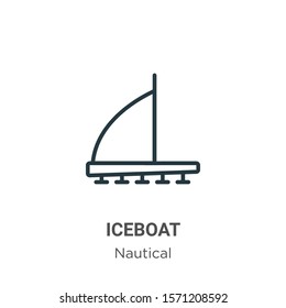 Iceboat outline vector icon. Thin line black iceboat icon, flat vector simple element illustration from editable nautical concept isolated on white background