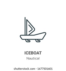 Iceboat outline vector icon. Thin line black iceboat icon, flat vector simple element illustration from editable nautical concept isolated stroke on white background