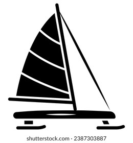 Iceboat solid icon, World snow day concept, ice breaker ship sign on white background, ice yacht icon in glyph style for mobile concept and web design. Vector graphics