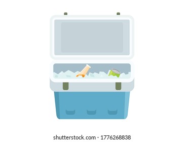 Icebox with soft drinks. Simple flat illustration svg