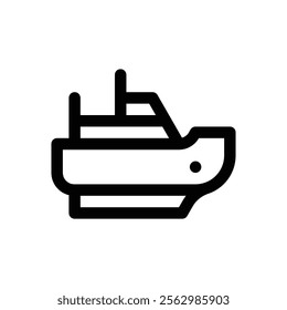 Icebreaker ship. Editable stroke vector icon.