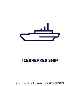 icebreaker ship icon from transportation collection. Thin linear icebreaker ship, ship, sea outline icon isolated on white background. Line vector icebreaker ship sign, symbol for web and mobile