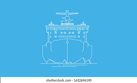 Icebreaker ship linear icon. Modern outline icebreaker ship logo concept on blue background from Transportation collection. Suitable for use on web apps, mobile apps and print media.