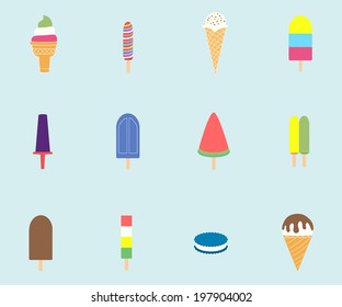 Icecream 12 icon set vector