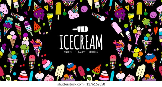 Icecream background, sketch for your design