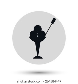 Icecream - black vector icon on a round gray button with shadow  