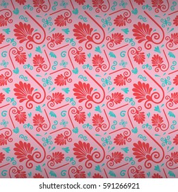 Icecream blue geometrical seamless pattern in greek style.