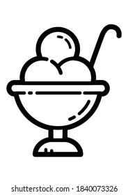 Icecream Cafe Flat Icon Isolated On White Background