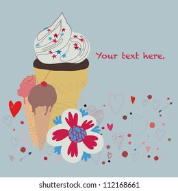 Ice-cream card. Vector.