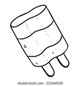 ice-cream / cartoon vector and illustration, black and white, hand drawn, sketch style, isolated on white background.