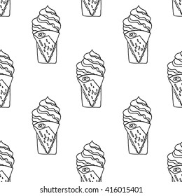 Ice-cream case vector seamless pattern 