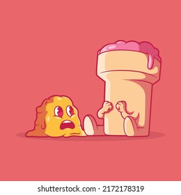 Ice-cream character lost his head vector illustration. Funny, food, imagination design concept.