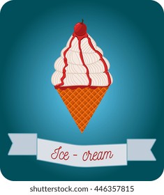 Ice-cream with cherry and jam