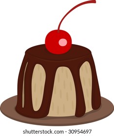 Ice-cream with chocolate and cherry