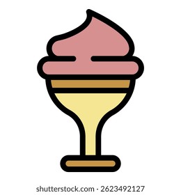 Icecream cocktail icon. Outline icecream cocktail vector icon color flat isolated