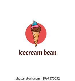 icecream coffee roasted bean logo design