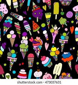 Icecream collection, seamless pattern for your design