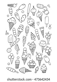 Ice Cream Hand Drawn Colorful Doodle Stock Vector (Royalty Free) 597588728