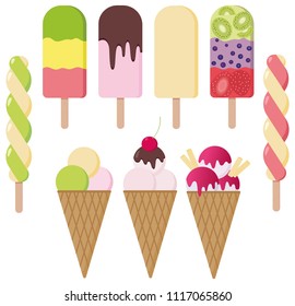 Ice-cream collection. Vector illustration isolated on white background.
