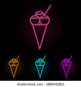 ice-cream color neon set. Simple thin line, outline vector of web icons for ui and ux, website or mobile application
