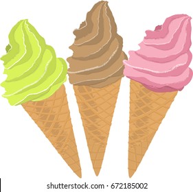 Ice-cream colorful. Vector. Different taste