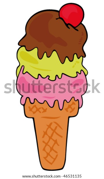 Icecream Cone Cherry On Top Stock Vector (Royalty Free) 46531135