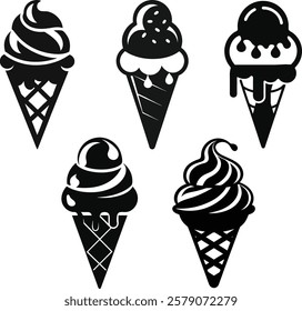 ice-cream cone clip art vector silhouette illustration