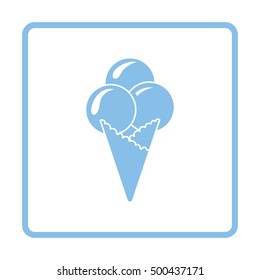 Ice-cream cone icon. Blue frame design. Vector illustration.