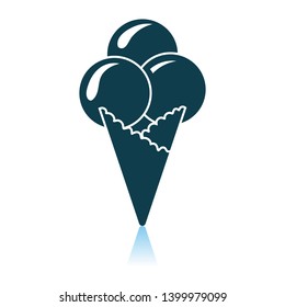 Ice-cream Cone Icon. Shadow Reflection Design. Vector Illustration.