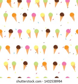 Icecream cone seamless pattern colorful sticks on white background .