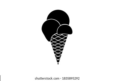 Icecream cone with three scoops in vector