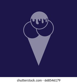 Ice-cream cone vector icon. Blue icon