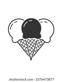 Ice-cream Cone Vector outline Icon Design illustration