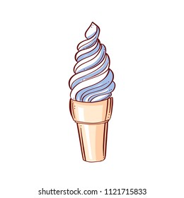 Ice-cream cone white. Ice cream white illustration.