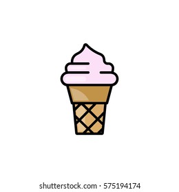 Ice-cream cornet flat outline icon