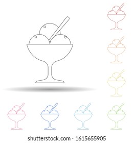 Ice-cream in cup in multi color style icon. Simple thin line, outline vector of resturant icons for ui and ux, website or mobile application