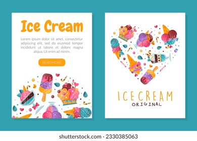 Ice-cream Design with Frozen Confection and Sweet Dessert Vector Template