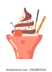 Ice-cream dessert portion vector illustration