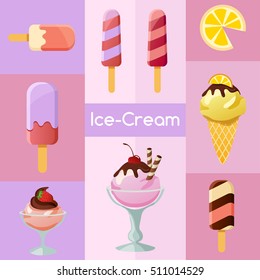 Ice-cream Elements : Vector Illustration 