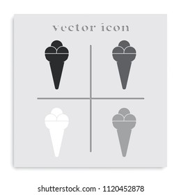 Icecream flat black and white vector icon.